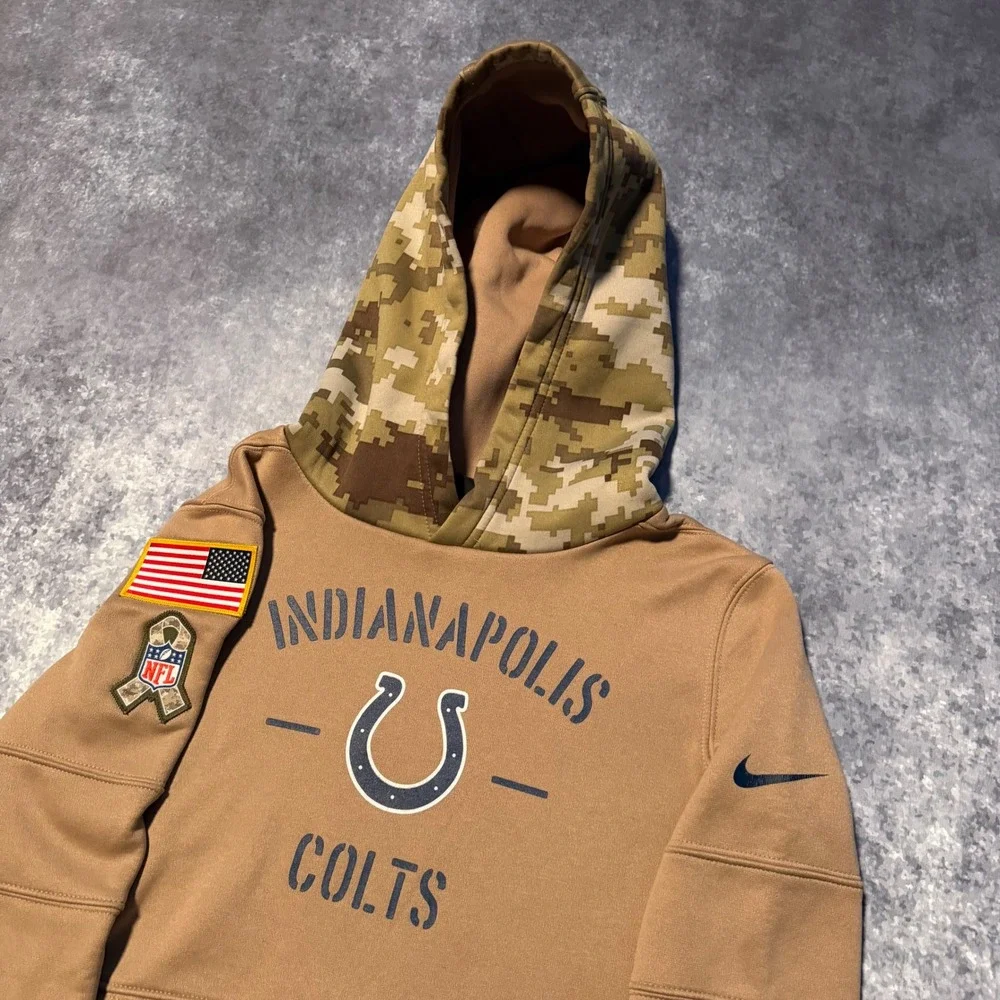 Nike Indianapolis Colts NFL Dri-FIT Camouflage Hooded Sweatshirt Kids M‎ 10 12